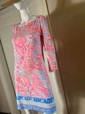 Lily Pulitzer~NWT~Seasalt Blue~UPF 50+~Sophie Dress~3/4 Sleeve~Boat Neck~Size XS